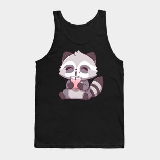 Cute Raccoon Drinking Boba Tank Top